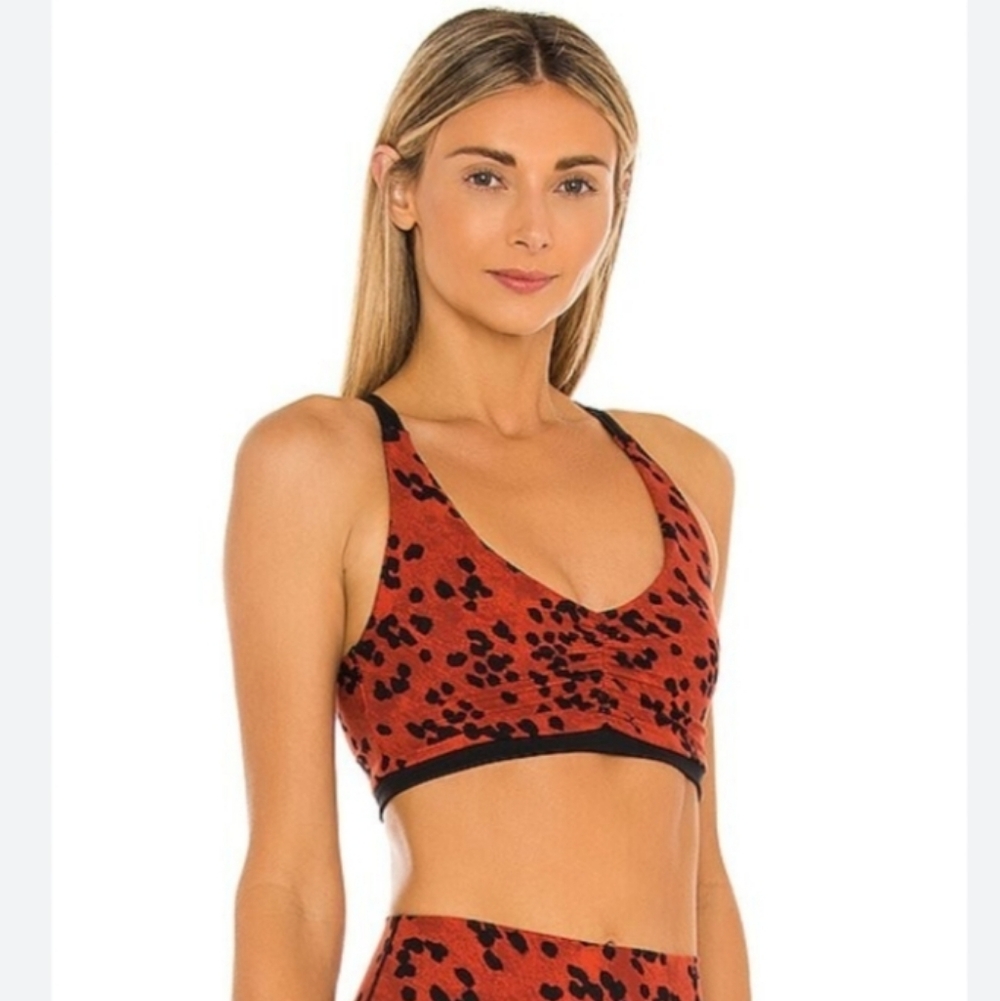 Splits59 Amber Airweight Bralette Sports Bra Brick Animal Print‎ Womens Size M